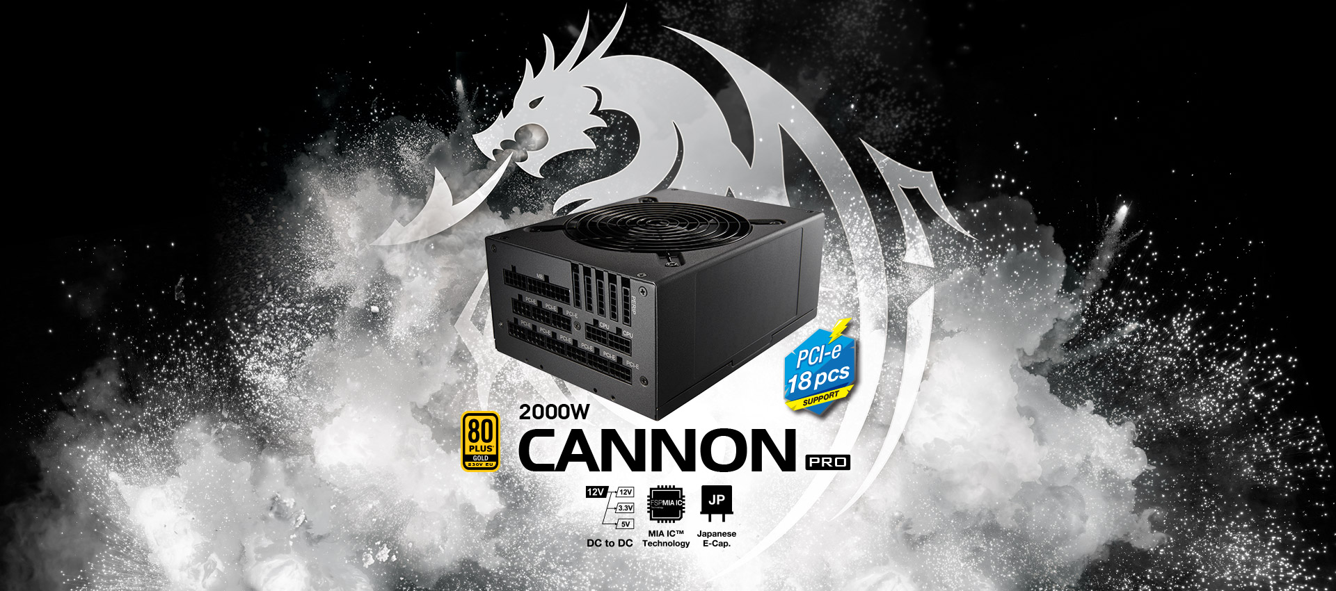 FSP CANNON PRO 2000W PC電源 80Plus Gold 最大2000Wの出力が可能！80PLUS GOLD 230V EU認証・フル